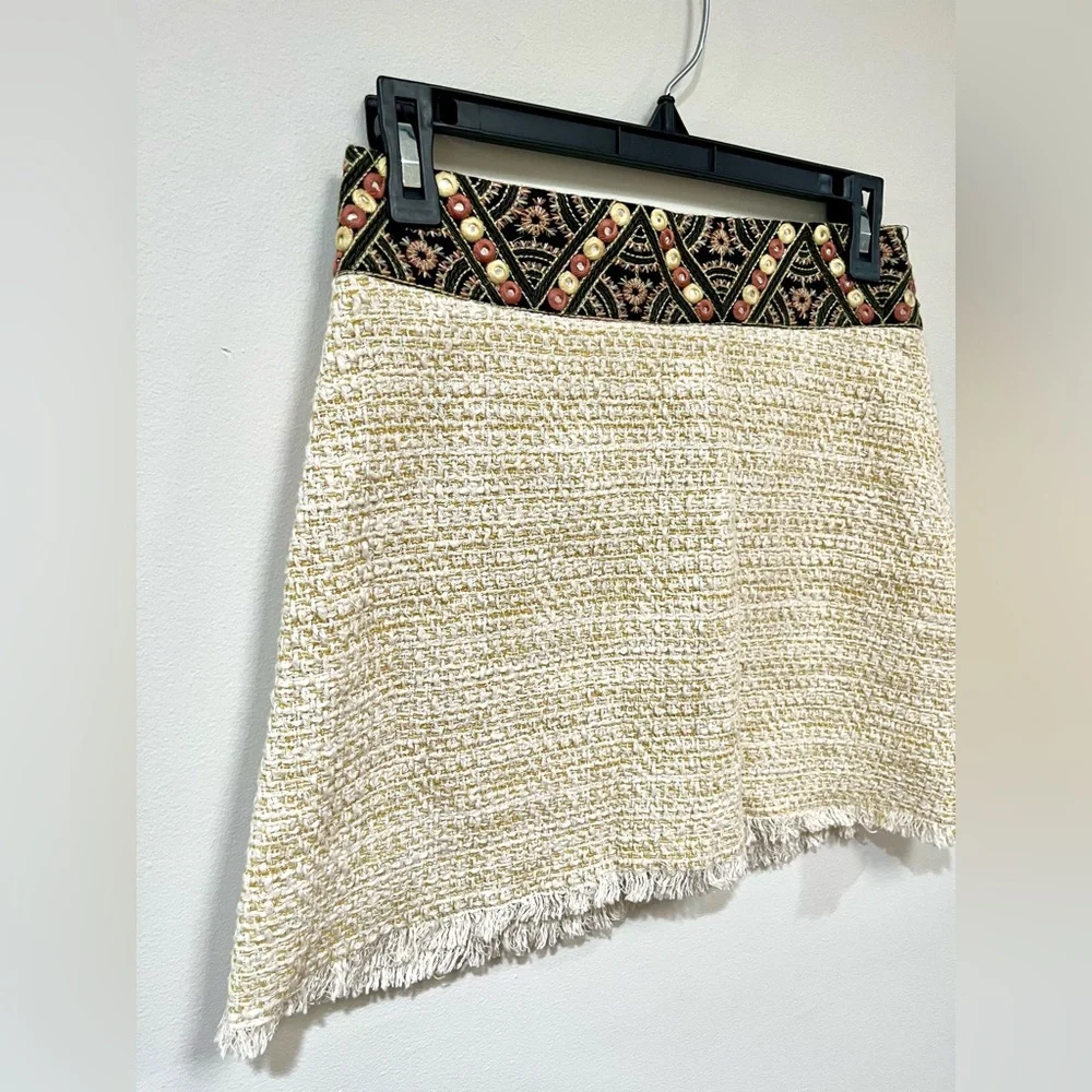 ZARA Tweed Bohemian Mini Skirt Size Small NWT